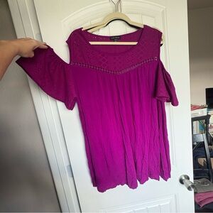 Lane Bryant Magenta Cold Shoulder Blouse